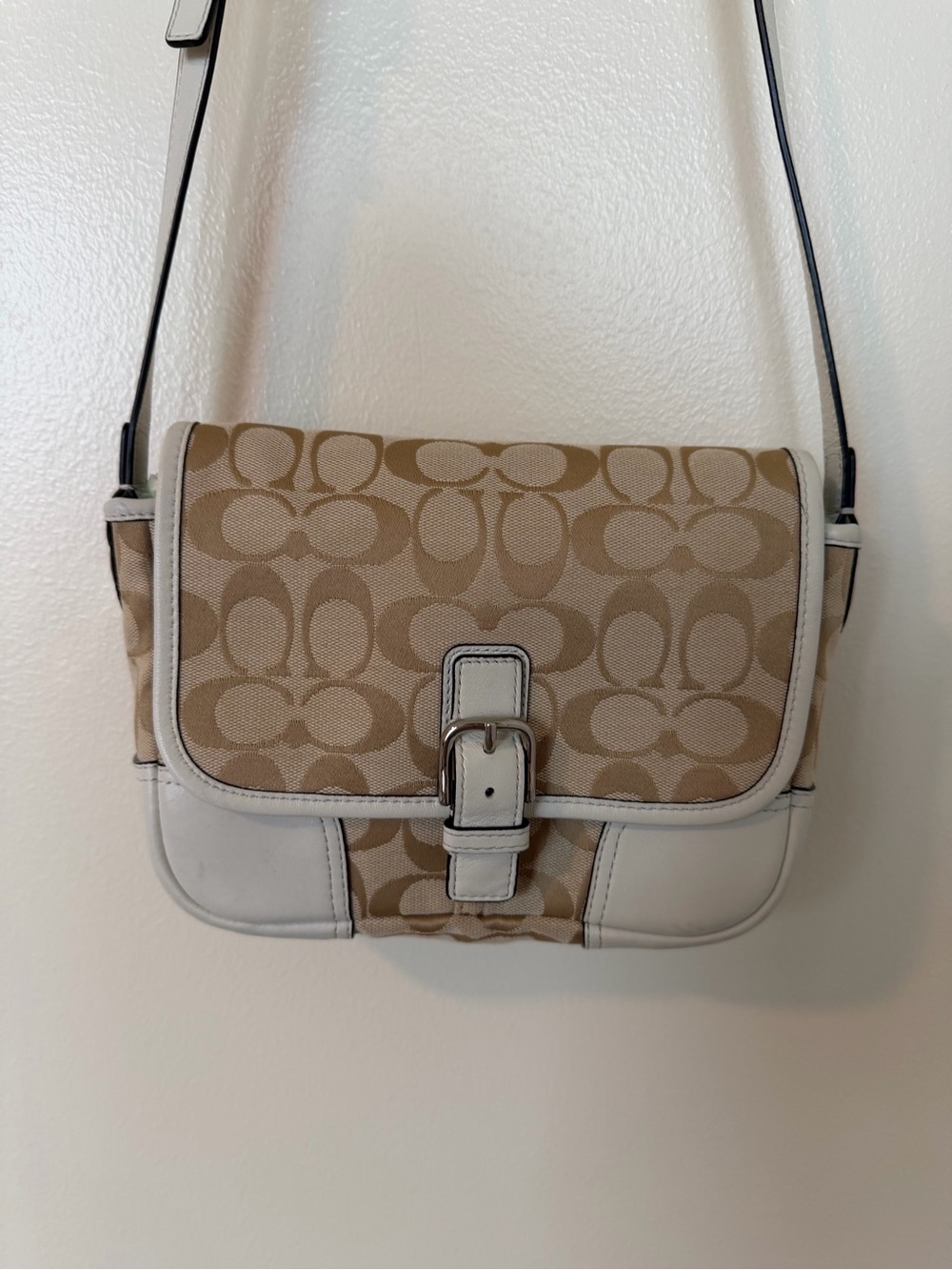 COACH F30601 Hadley Tan/White Signature Jacquard Small Crossbody Bag